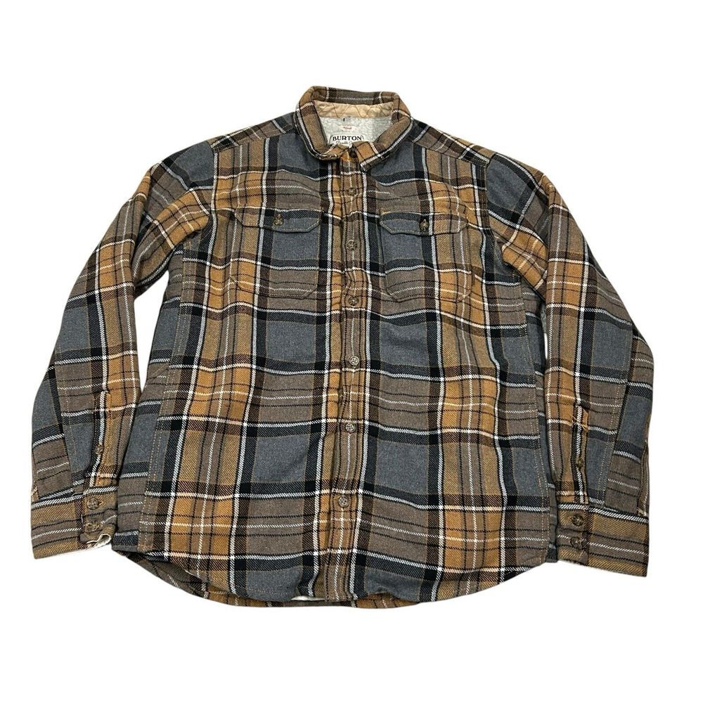 Vintage Burton Dryride Wool Sherpa Lined Flannel Shacket Men's Size Small Button